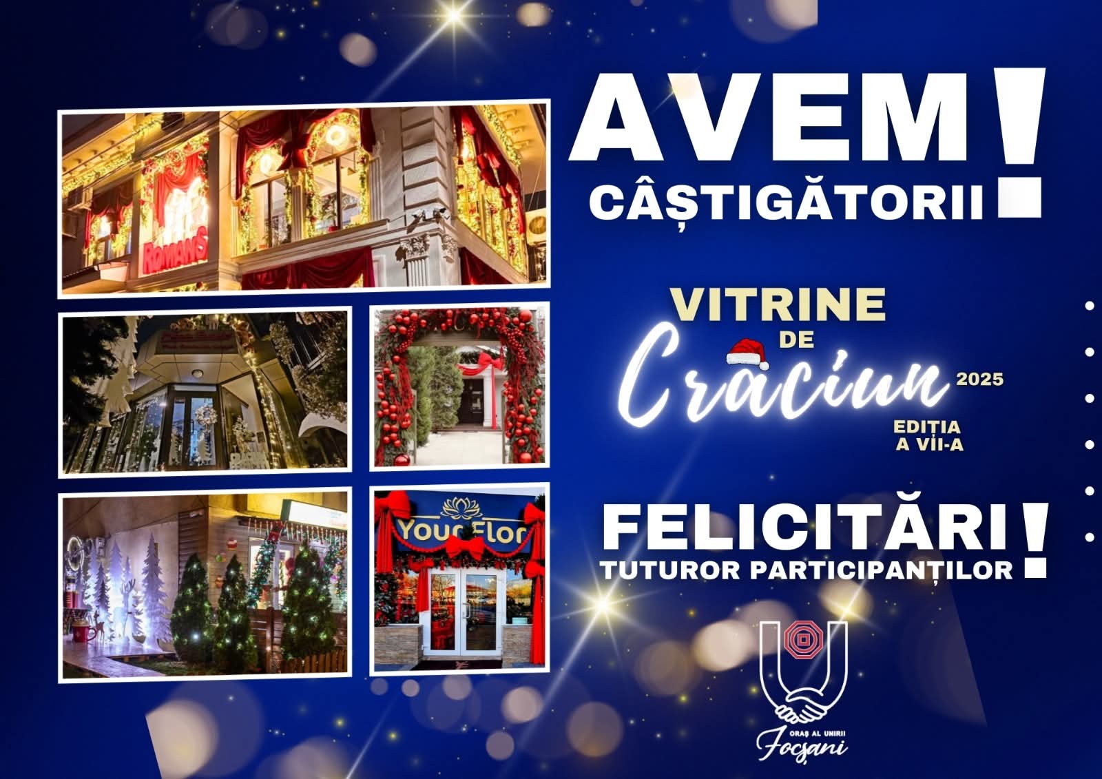 Focșani. Câștigătorii concursului ”Vitrine de Crăciun”, ediția a VII-a