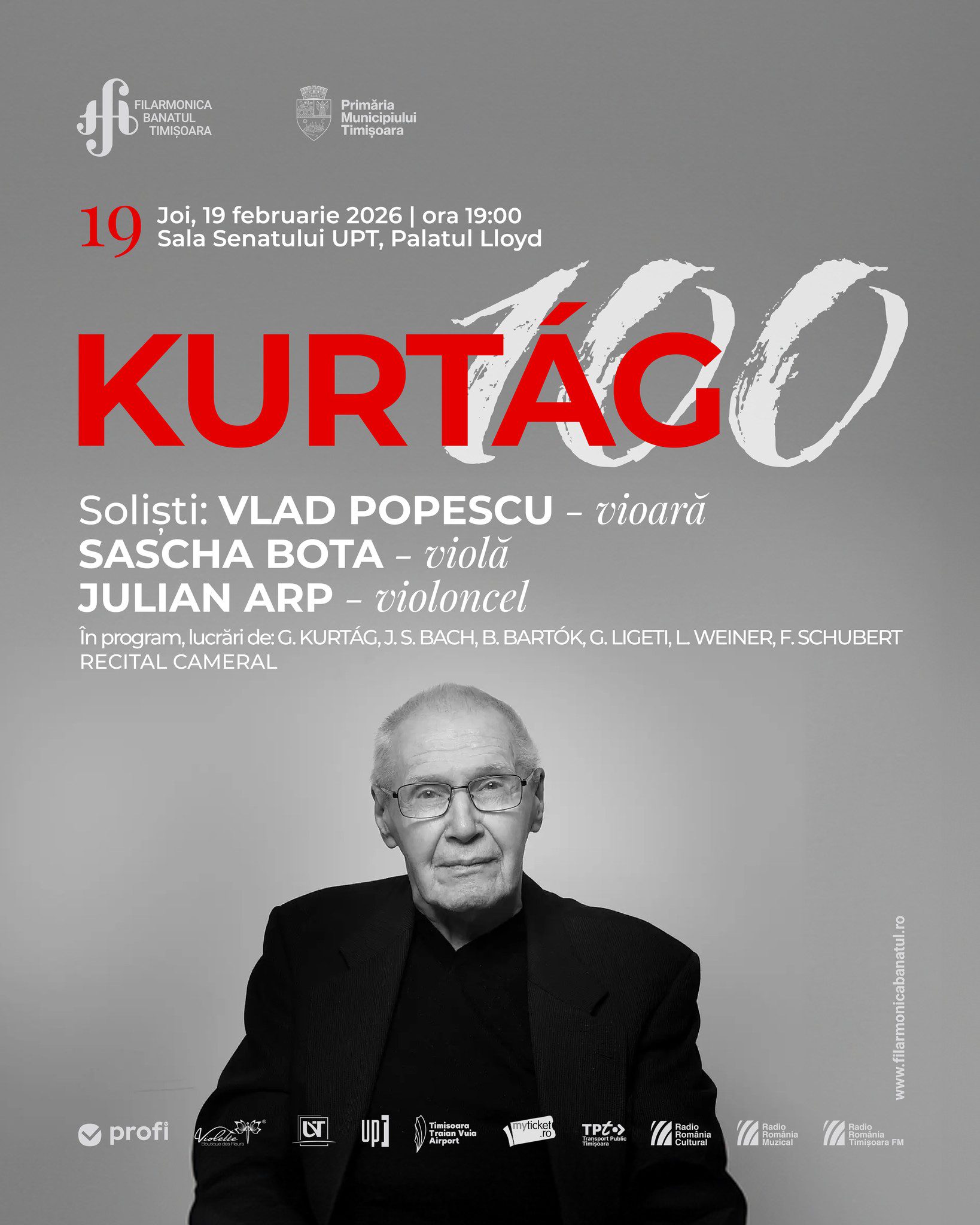 Recital cameral dedicat compozitorului György Kurtág, cu prilejul împlinirii a 100 de ani de viață