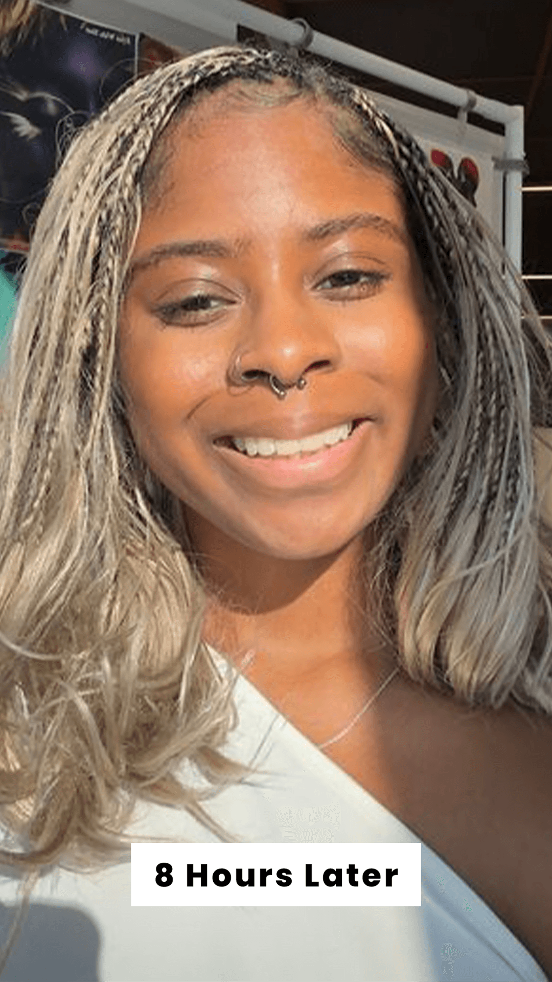 Curry 8 hours after applying the Danessa Myricks Blurring Balm Powder