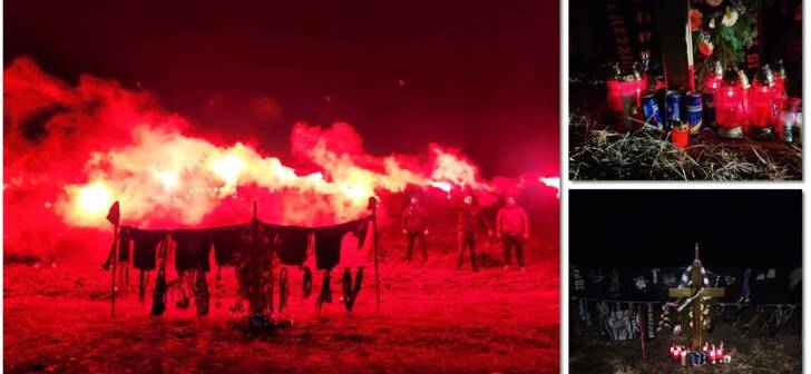 Torțe aprinse, flori și bere în memoria ultrașilor greci PAOK care au pierit în cumplitul accident de lângă Lugoj. Suporterii Poli Timișoara le-au adus un omagiu la locul tragediei