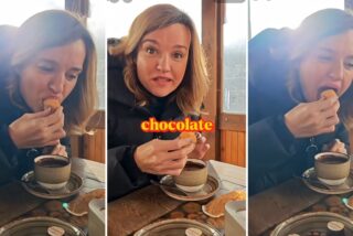 Pilar Alegría comiendo churros con chocolate, vídeo compartido en redes sociales