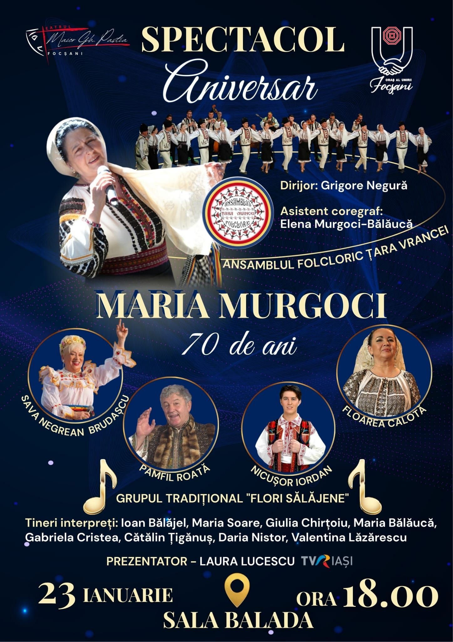 VIDEO | Vrancea își onorează valorile: Gală aniversară pentru Maria Murgoci, Cetățean de Onoare al Municipiului Focșani