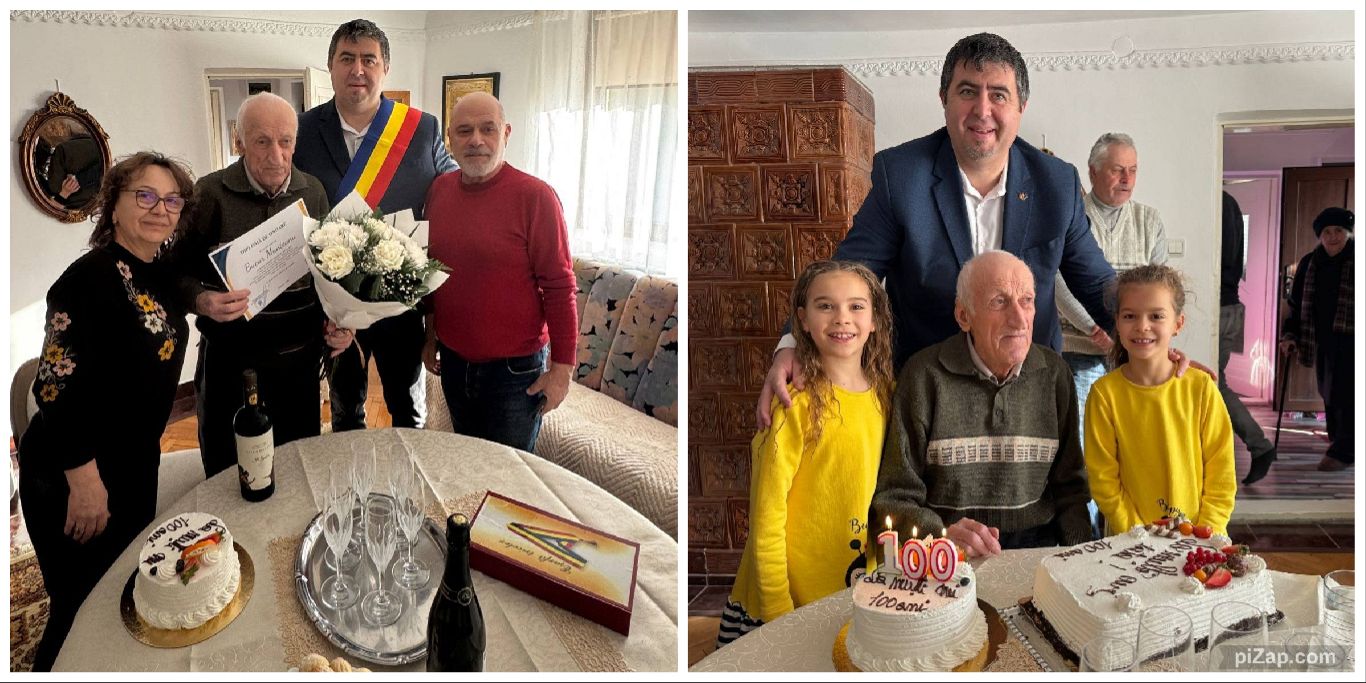 Foto | Centenar de viață în Adjud: un senior al Vrancei, sărbătorit la 100 de ani