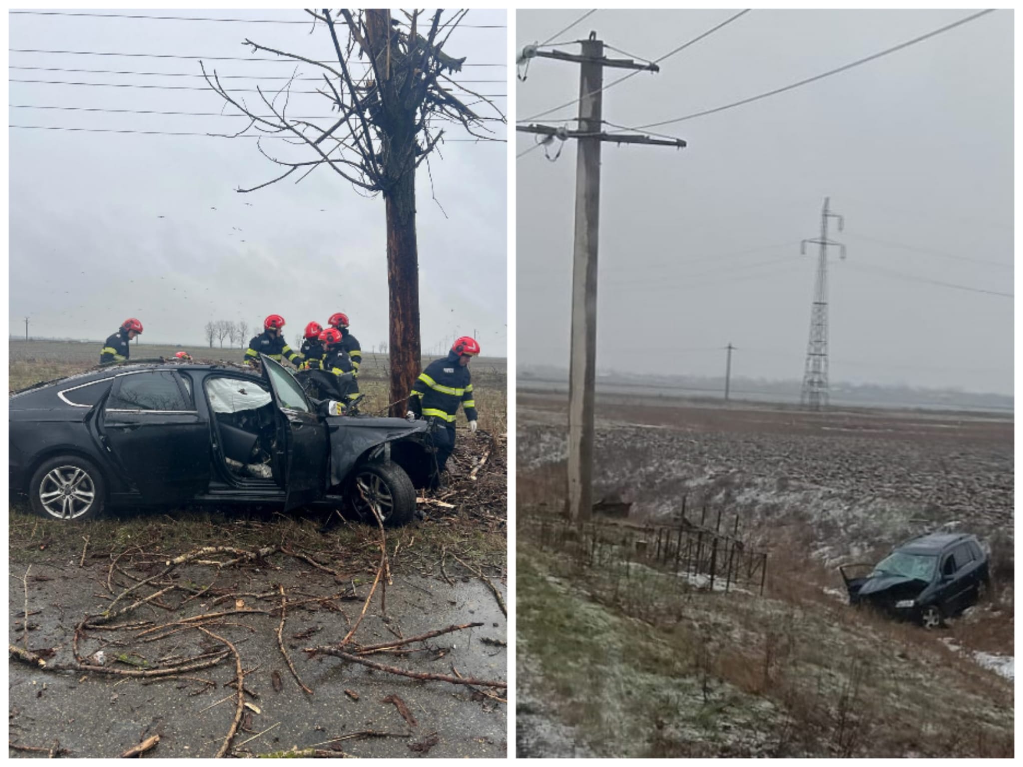 (FOTO) Urmările dramatice ale celor două accidente produse dimineață, din cauza vremii capricioase