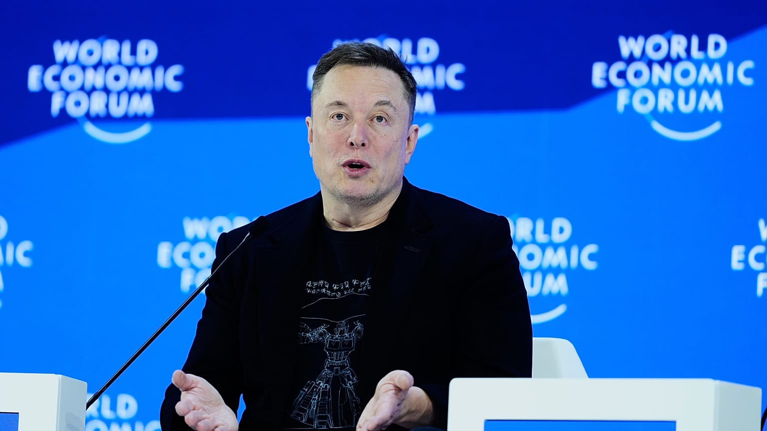 Elon Musk attends the Annual Meeting of the World Economic Forum in Davos, Switzerland, Thursday, Jan. 22, 2026.
