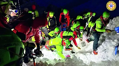 Le operazioni di ricerca dei soccorritori a Casera Razzo