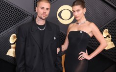Justin Bieber and Hailey Bieber arrive for the 68th Annual Grammy Awards at the Crypto.com Arena in Los Angeles on February 1, 2026.