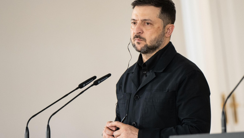 President of Ukraine Volodimir Zelenski during meeting President of the Government Pedro Sanchez el at the Moncloa Palace, on November 18, 2025 in Mad