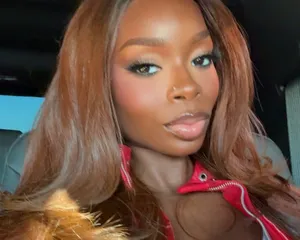 Olandria Carthen with her auburn hair.