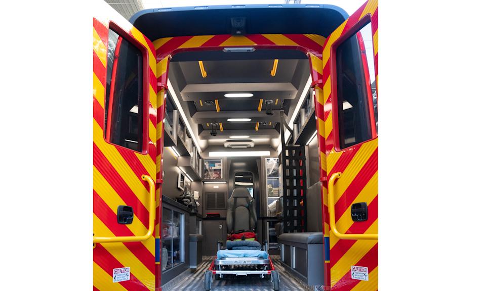 View of an ambulance interior for a Hollywood set
